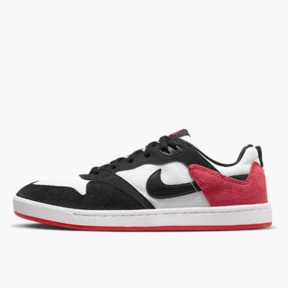 Nike SB Alleyoop Suede Low Top Mens Skate Shoes Black White Red - Picture 2 of 10